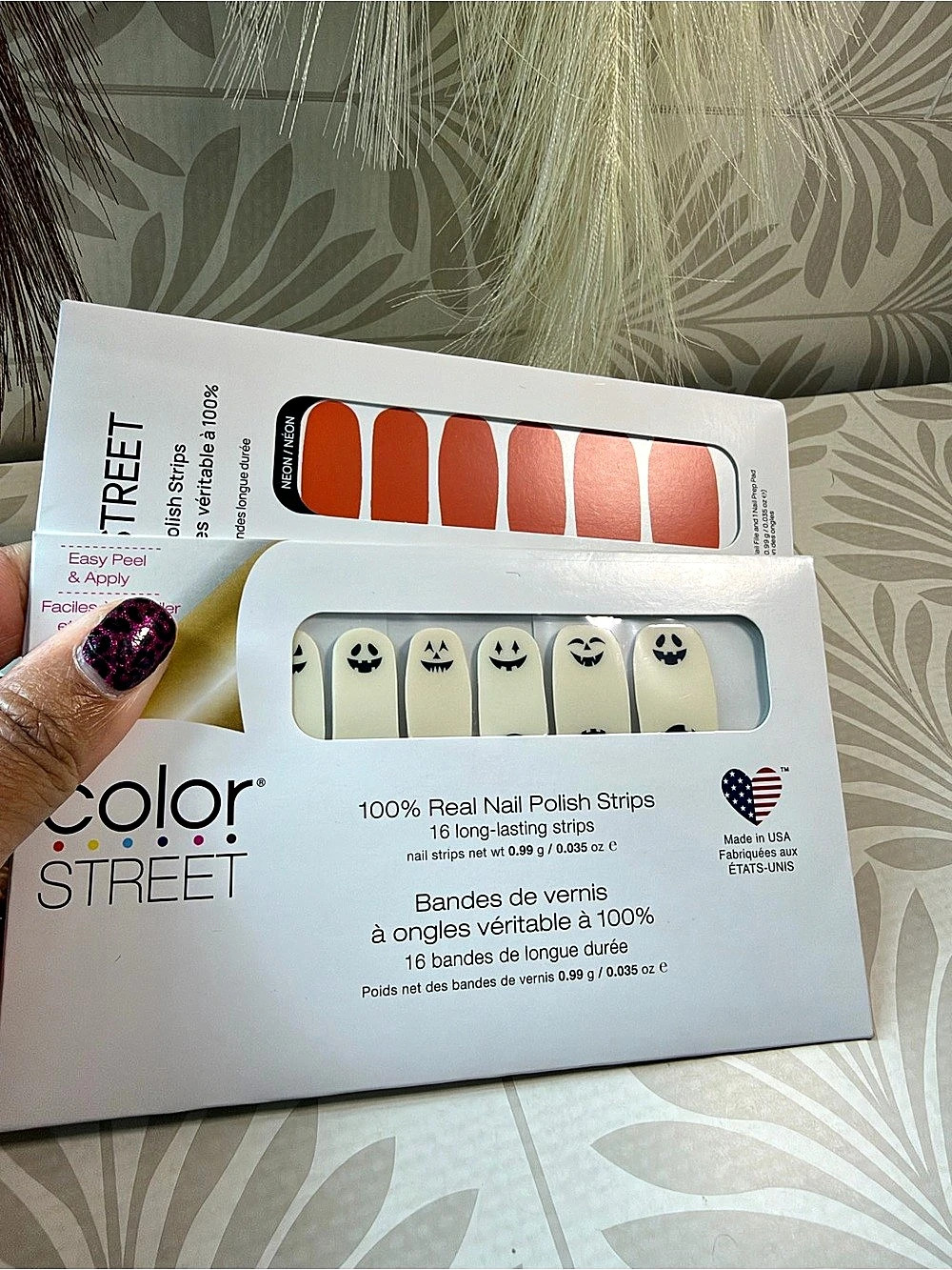 Color Street 100% Real Nail Polish Strips White & Orange NWT